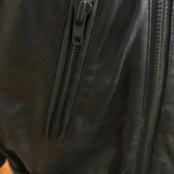 Samsoe & Samsoe leather jacket.  Zippered front with two side zippered pockets. - Picture 3 of 15